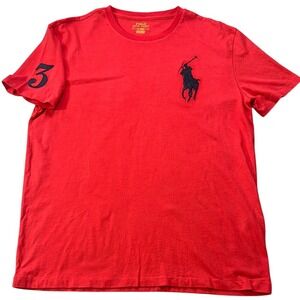 Polo‎ Ralph Lauren T-Shirt Big Pony Graphic Tee Red Cotton Casual Medium